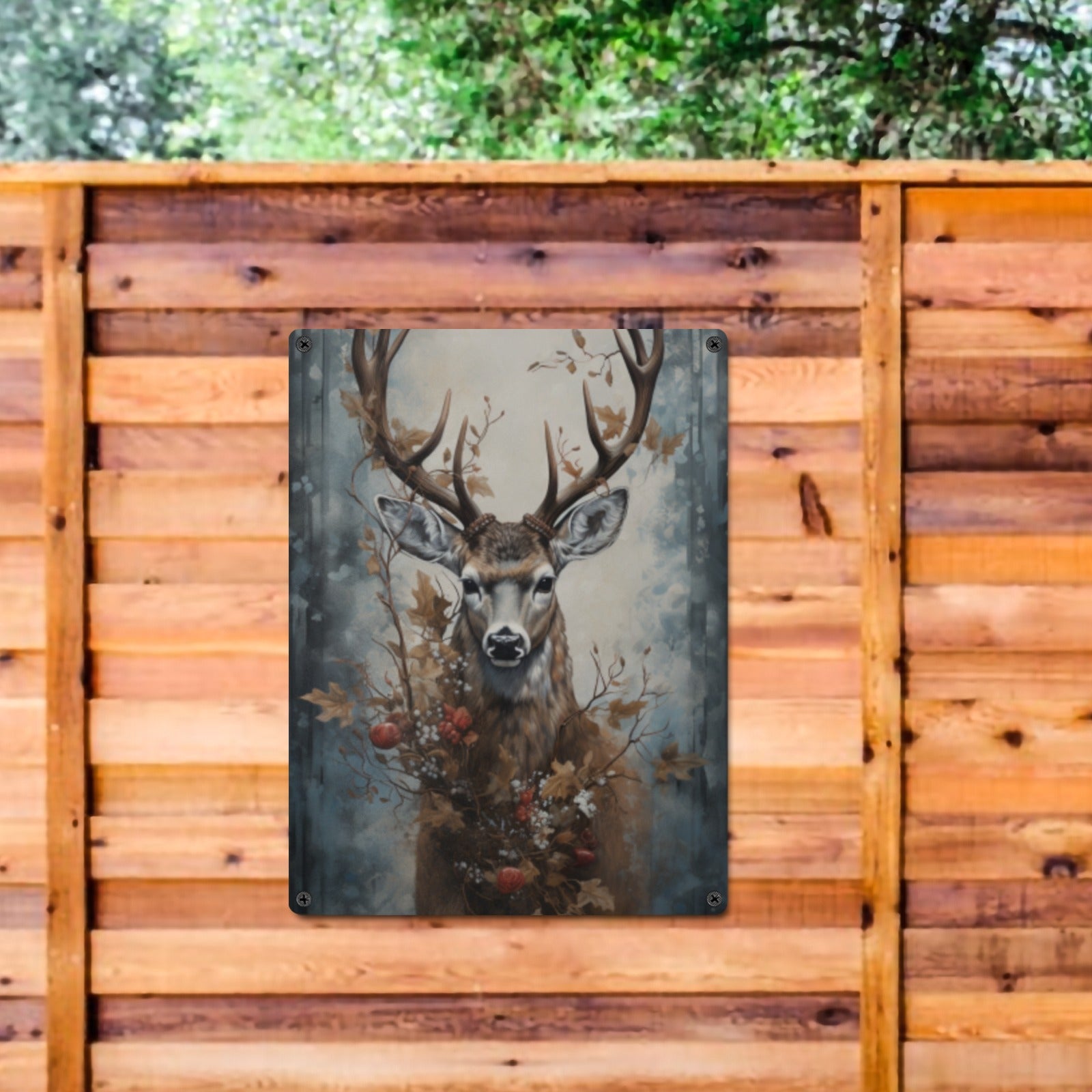 Nature Wildlife Home Decor Wall Art Poster Beautiful Deer Sign Indoor / Outdoor Metal Tin Sign 12"x16"
