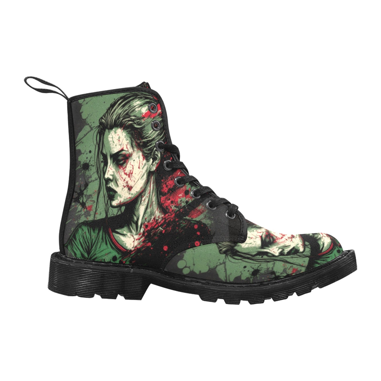 Zombie Woman Graphic Women's Lace Up Canvas Boots - Cranberry Lake Design Co.  #