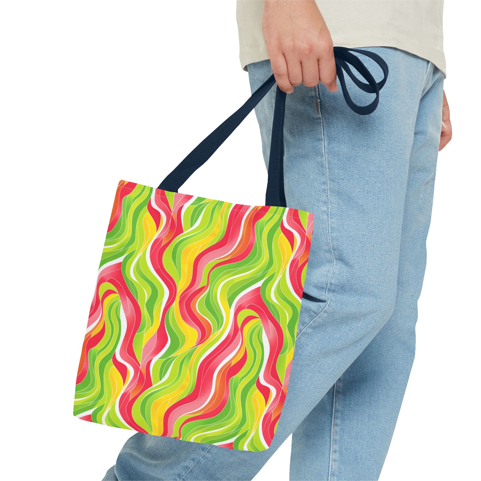 Pink & Green White Pattern Eccentric Tote Bag