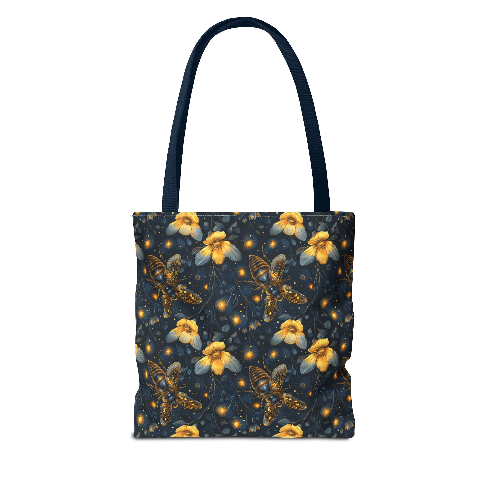 Whimsical Gold Floral Bee Fairycore Tote Bag