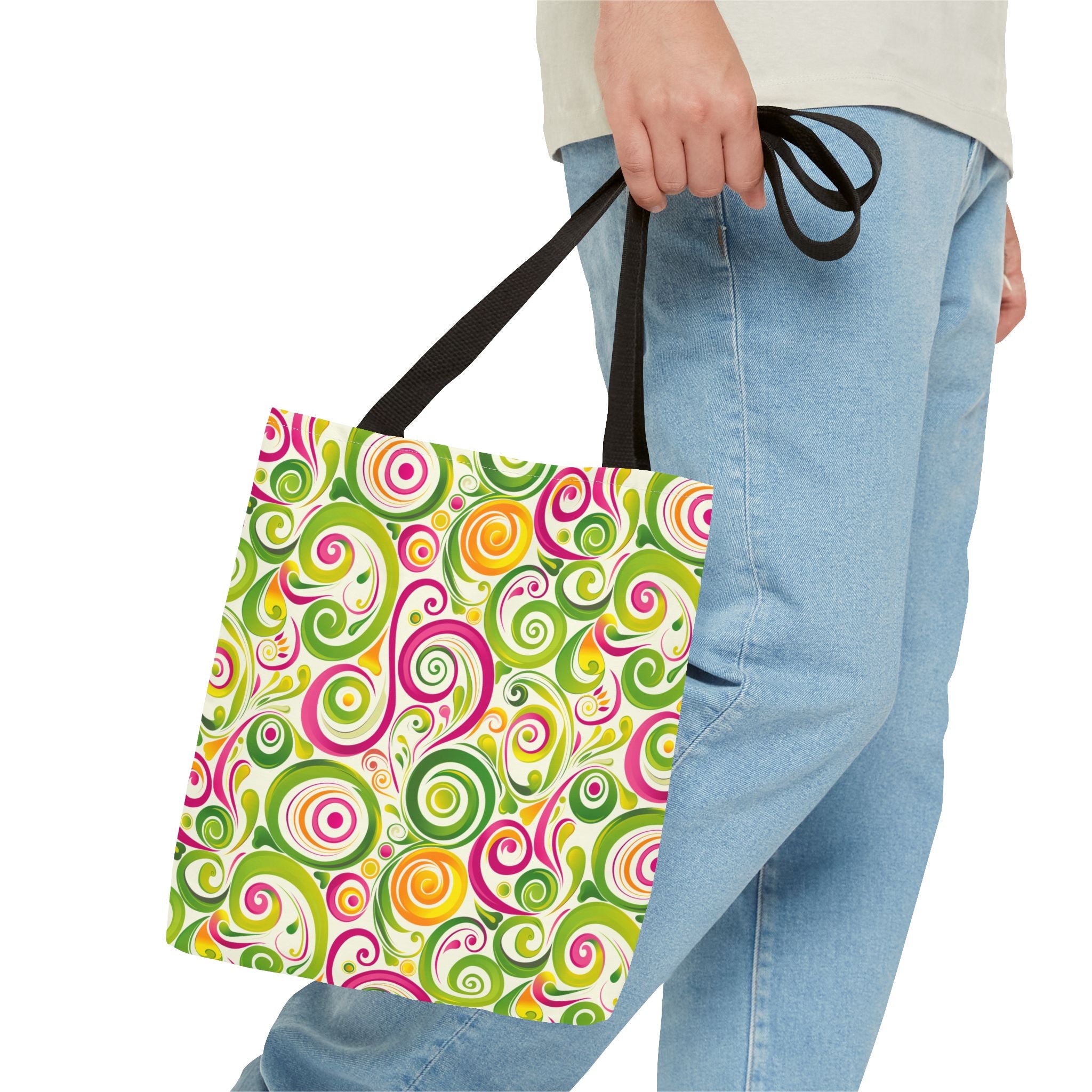 Swirly Pink Yellow Green Pattern Eccentric Tote Bag