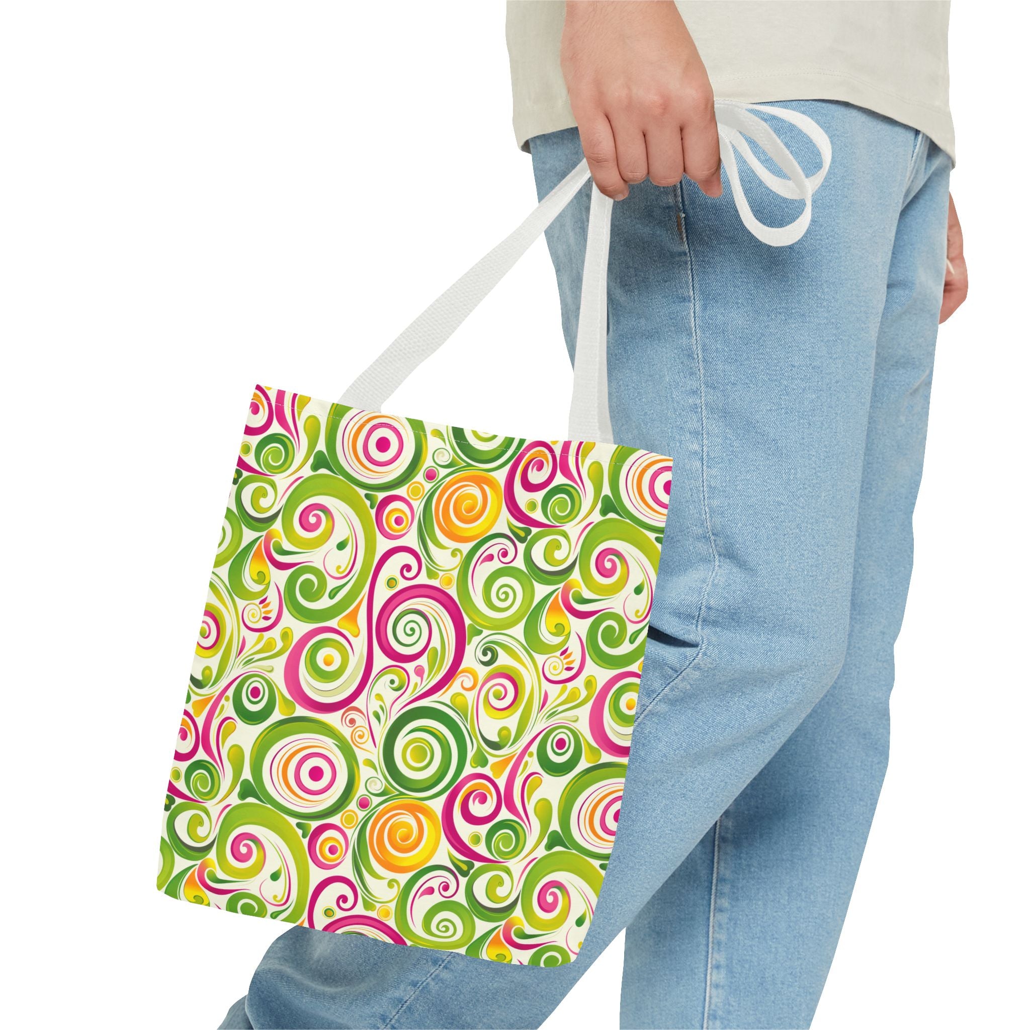 Swirly Pink Yellow Green Pattern Eccentric Tote Bag