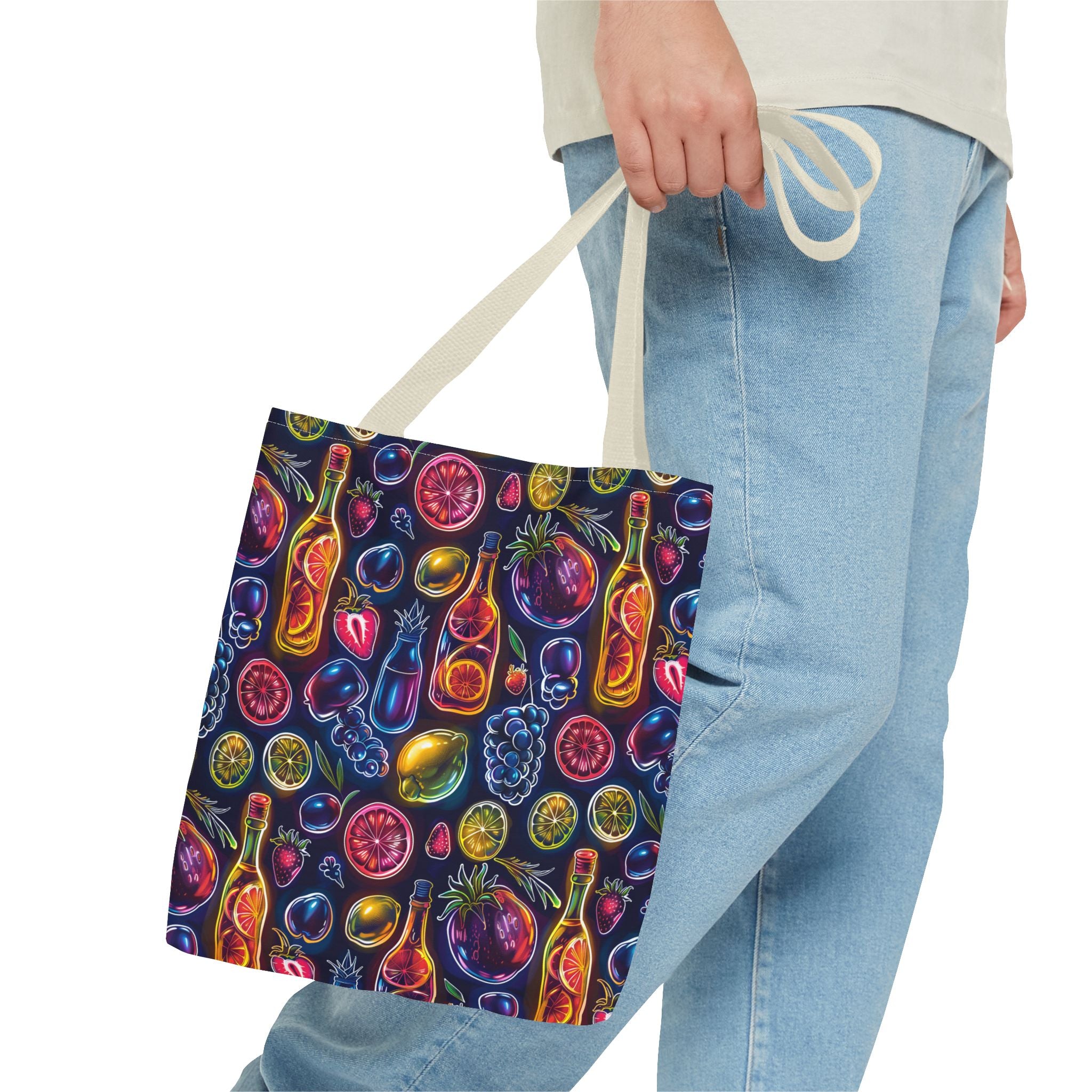 Neon Fruit Print Back to School Tote Bag