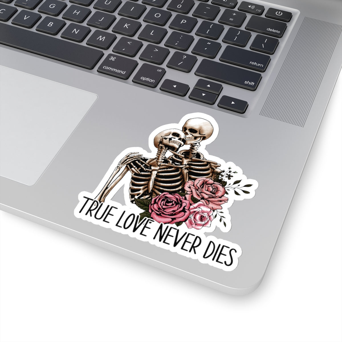 True Love Never Dies Skeleton Valentines Day Vinyl Sticker