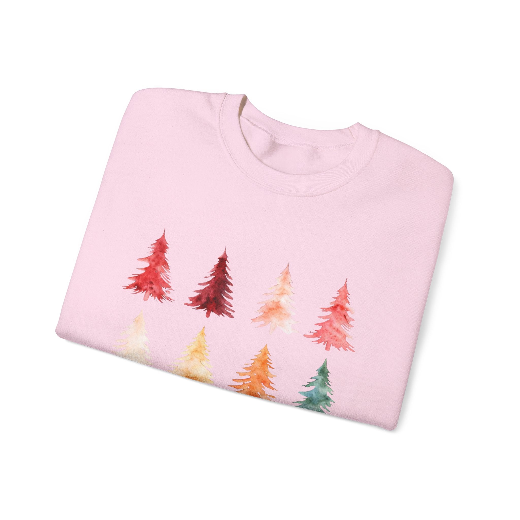 Unisex Watercolor Christmas Tree Festive Holiday Sweater Unisex Heavy Blend™ Crewneck Sweatshirt