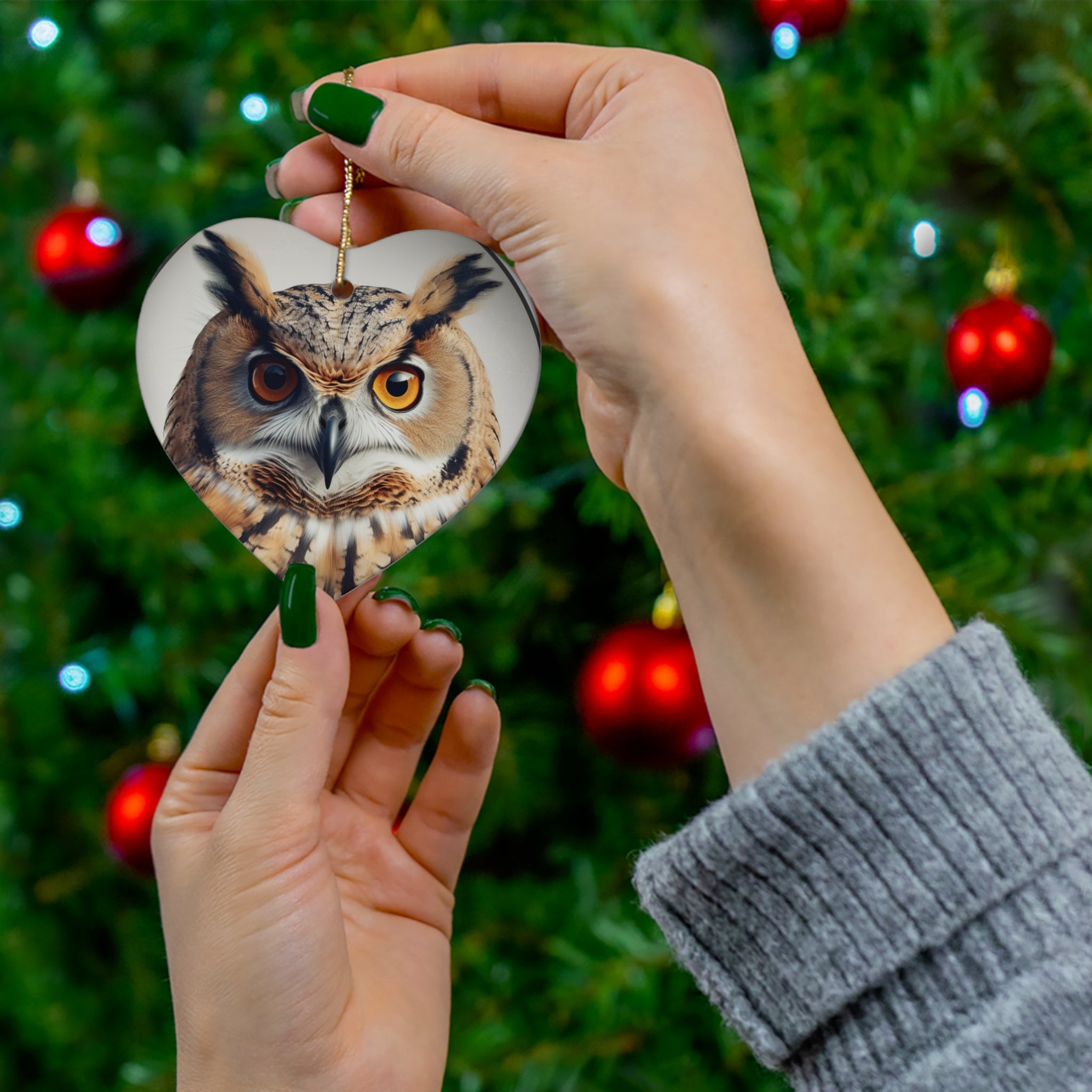 Owl Ceramic Christmas Ornament