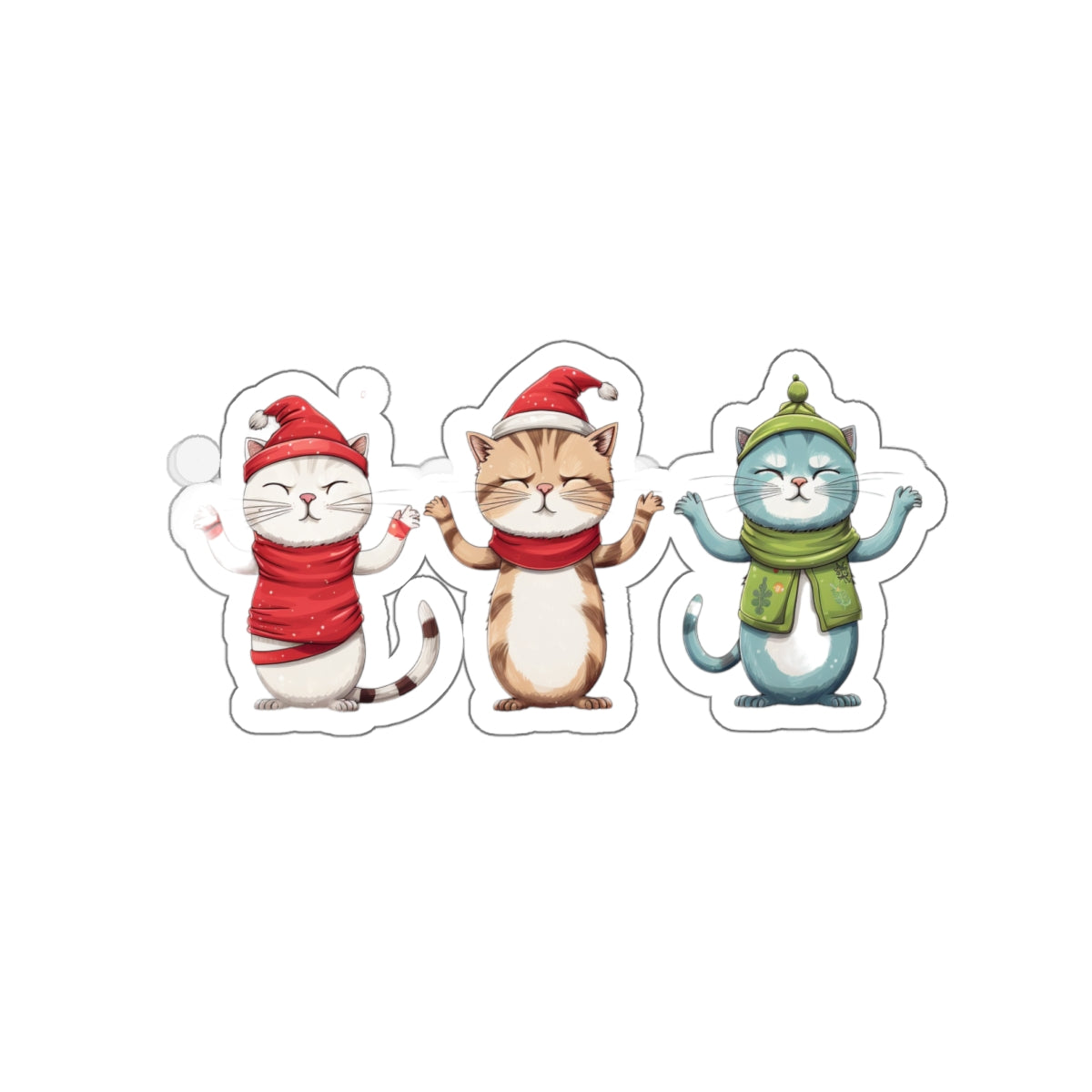 Yoga Cats Cute Funny Christmas Vinyl Sticker