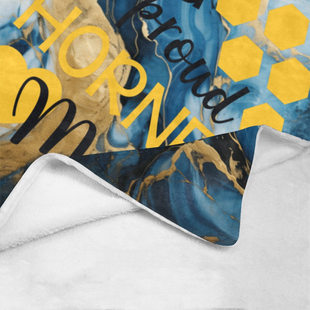 Blue Gold Marble Loud-Proud-Mom Ultra-Soft Micro Fleece Blanket