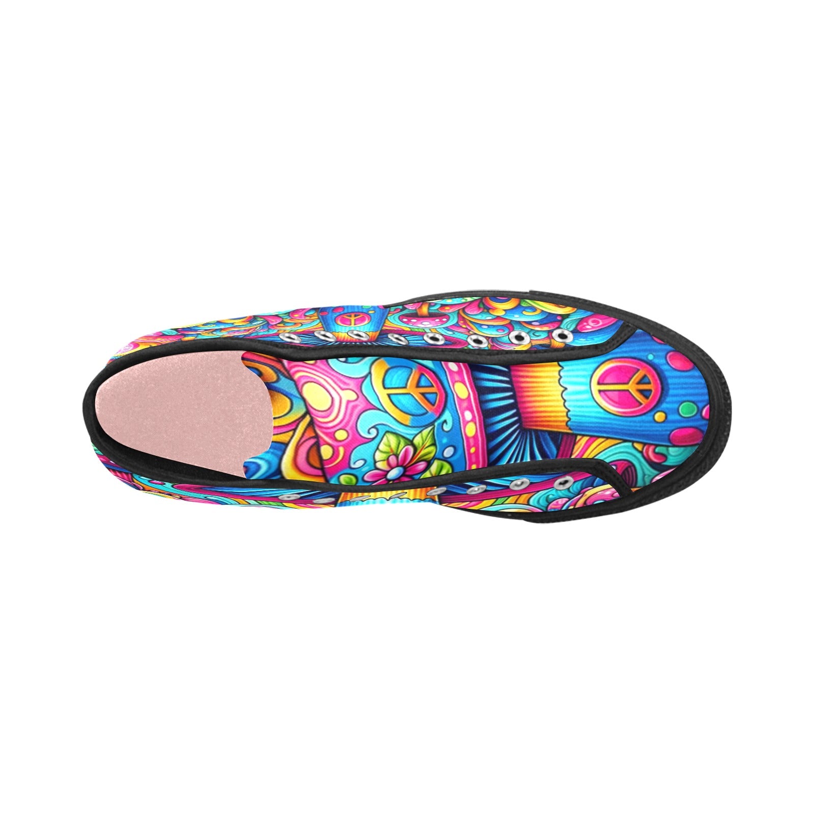 Cranberry Lake Designs Colourful Hippie-Style Mushroom High Top Canvas Shoes - Cranberry Lake Design Co.  #