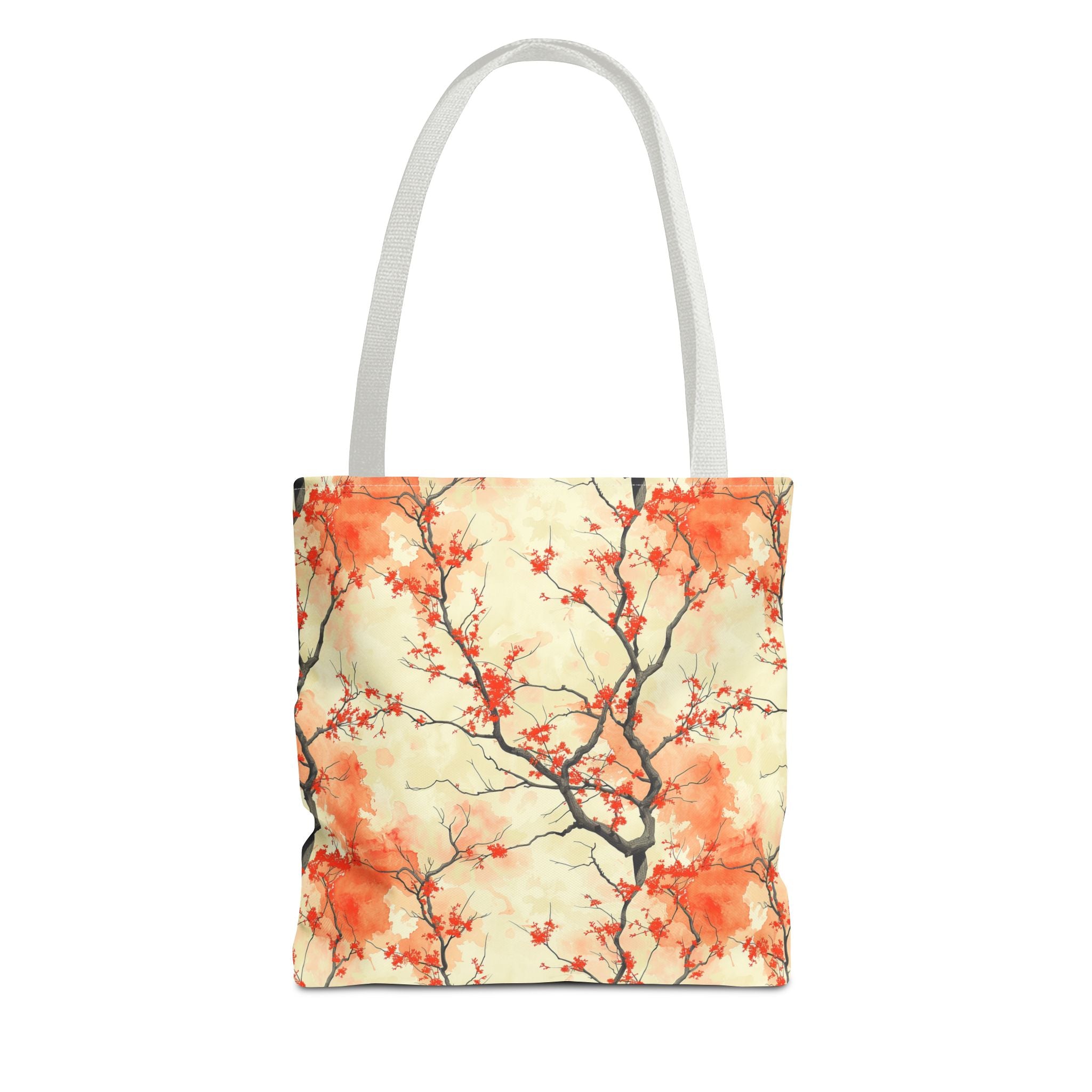 Custom-Printed Tote Bag with Vibrant Autumn Branches Design Available in 3 Sizes