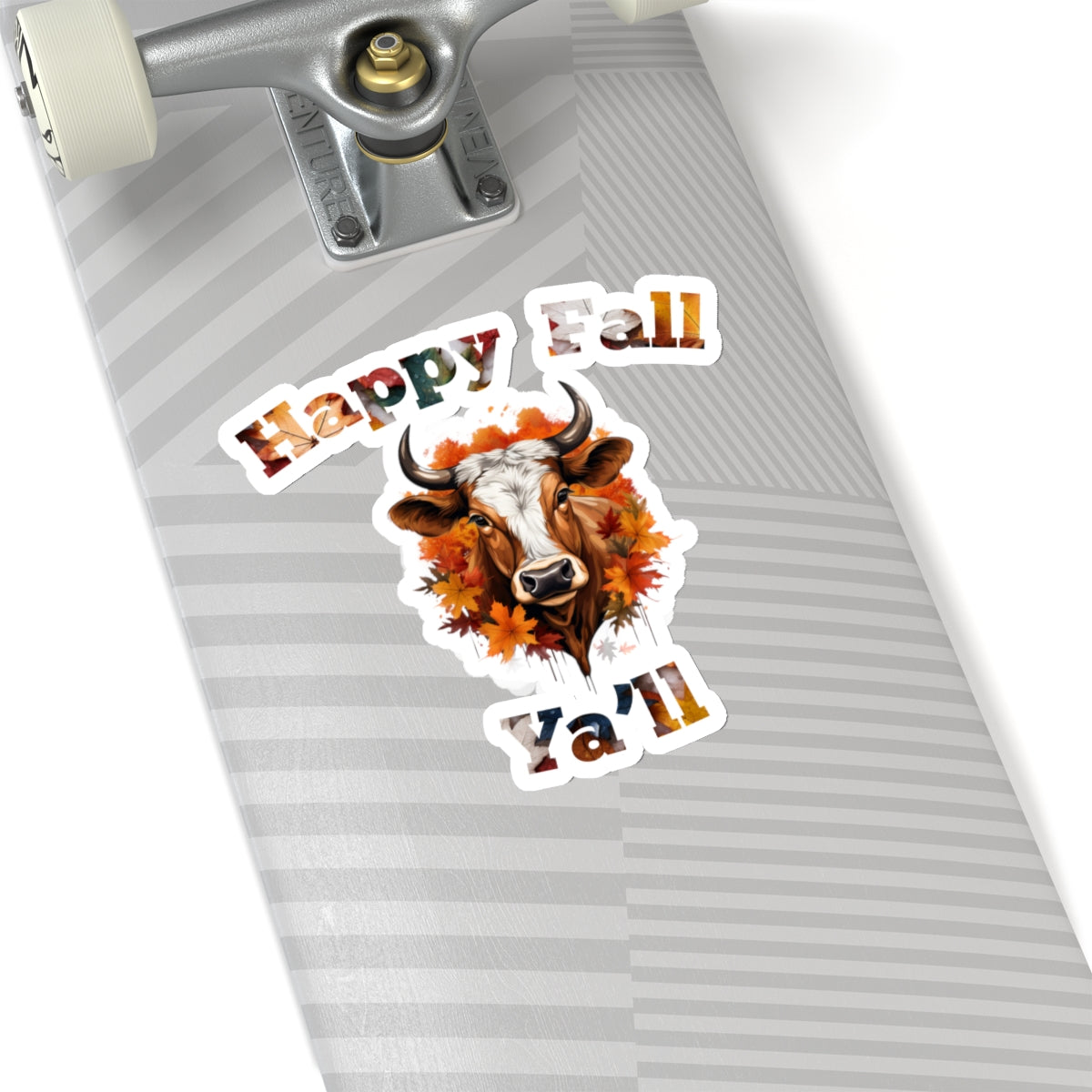 Happy Fall Ya'll Cow Autumn Vinyl Sticker