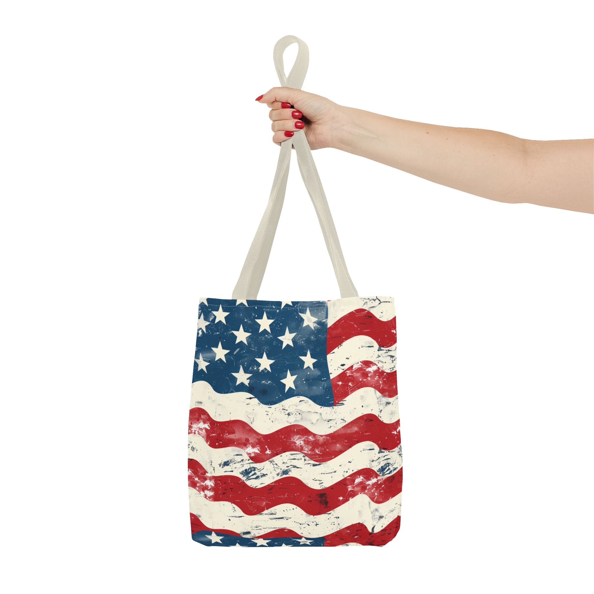 Red, Blue & White Starts American Flag Pattern Patriotic Tote Bag