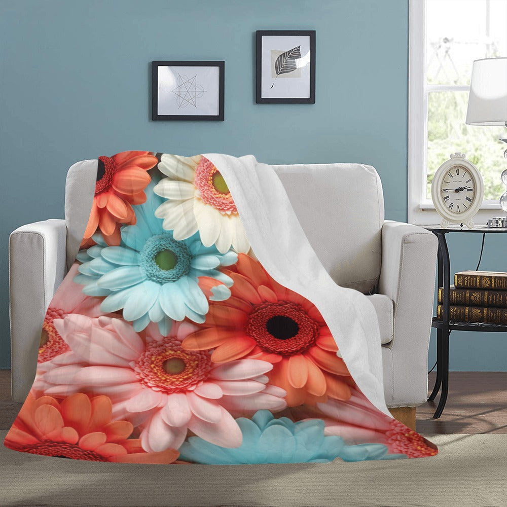 Cheerful Gerbera Daisy Fleece Blanket - Twin Size, Brightens Up Any Room