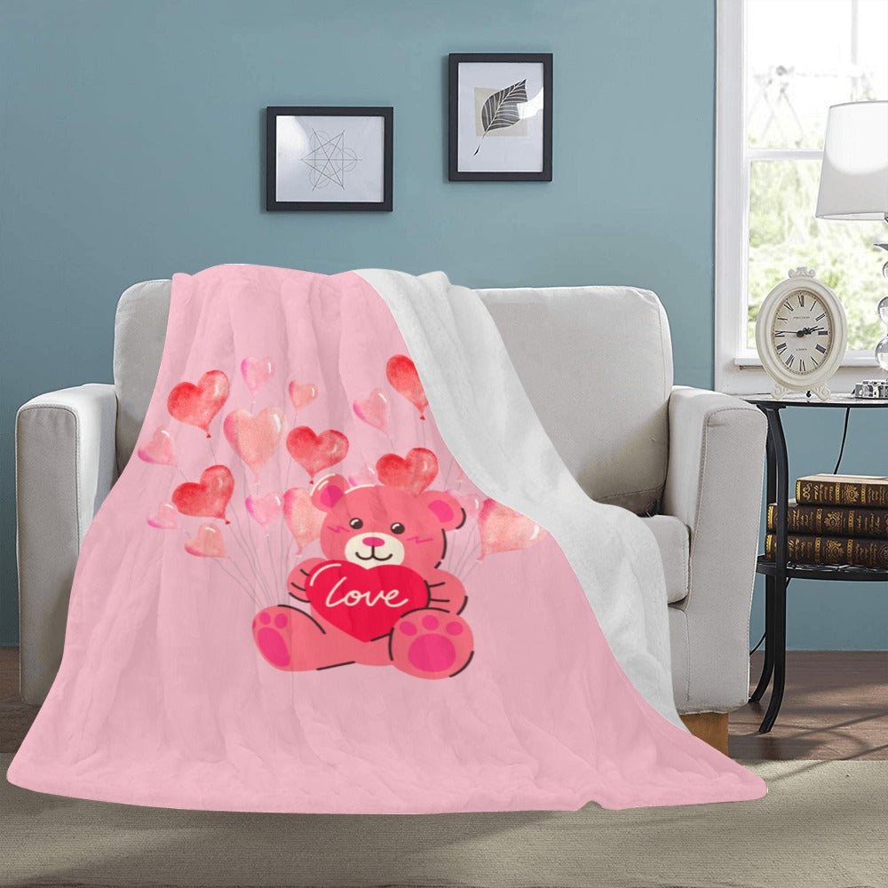 Cranberry Lake Designs Pink Bear Ultra-Soft Micro Fleece Blanket 60" x 80"