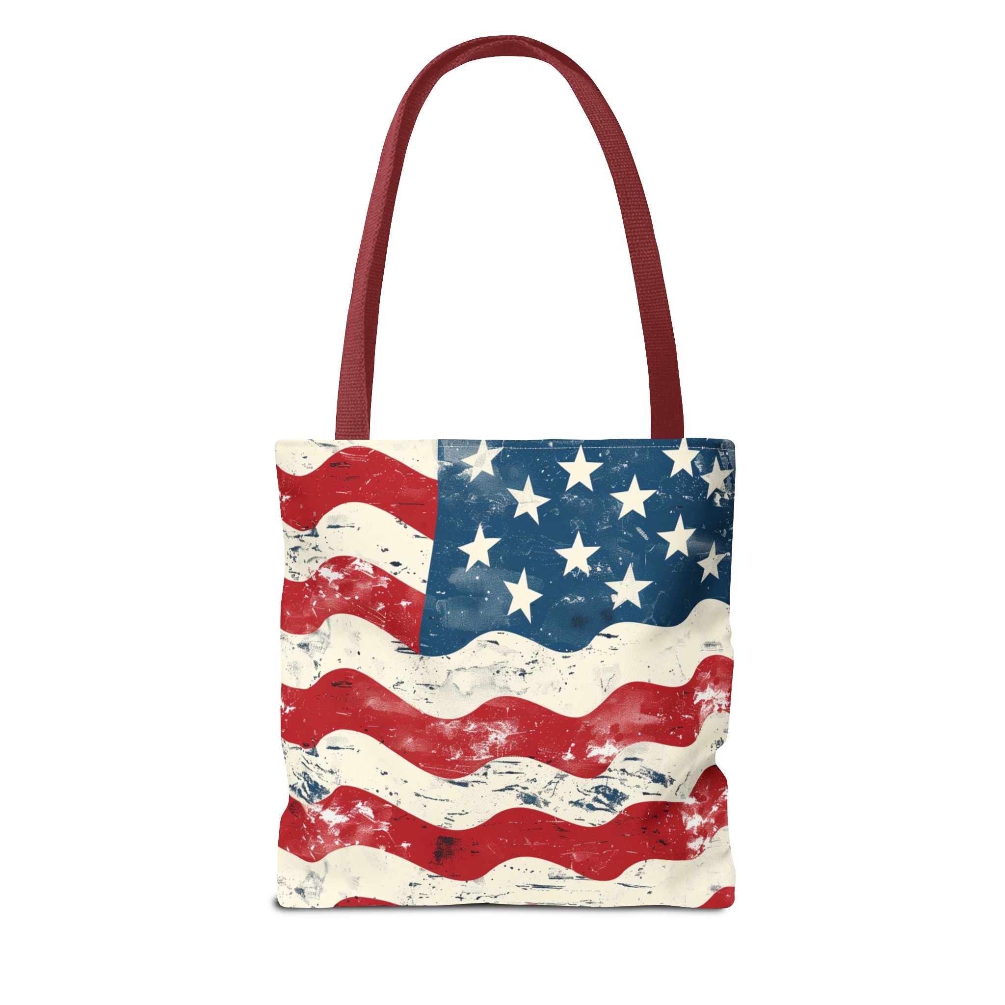 Red, Blue & White Starts American Flag Pattern Patriotic Tote Bag