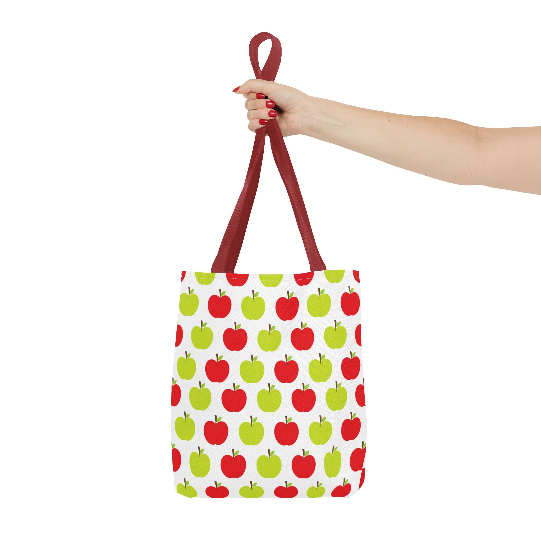 Red & Green Apple Print Back to School Tote Bag