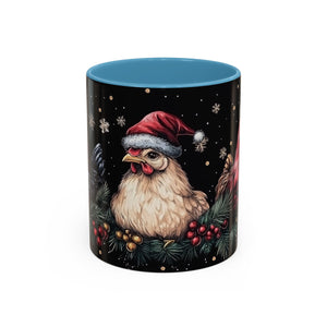 Christmas Chickens Mug | Funny Holiday Coffee Cup | Rooster and Hen Xmas Decor | Unique Gift | 11oz & 15oz