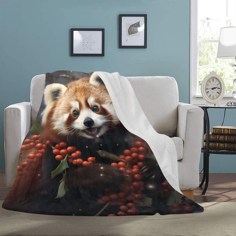 Red Panda Holiday Cheer Blanket - Adorable Wildlife Throw - Soft Plush - 60x80