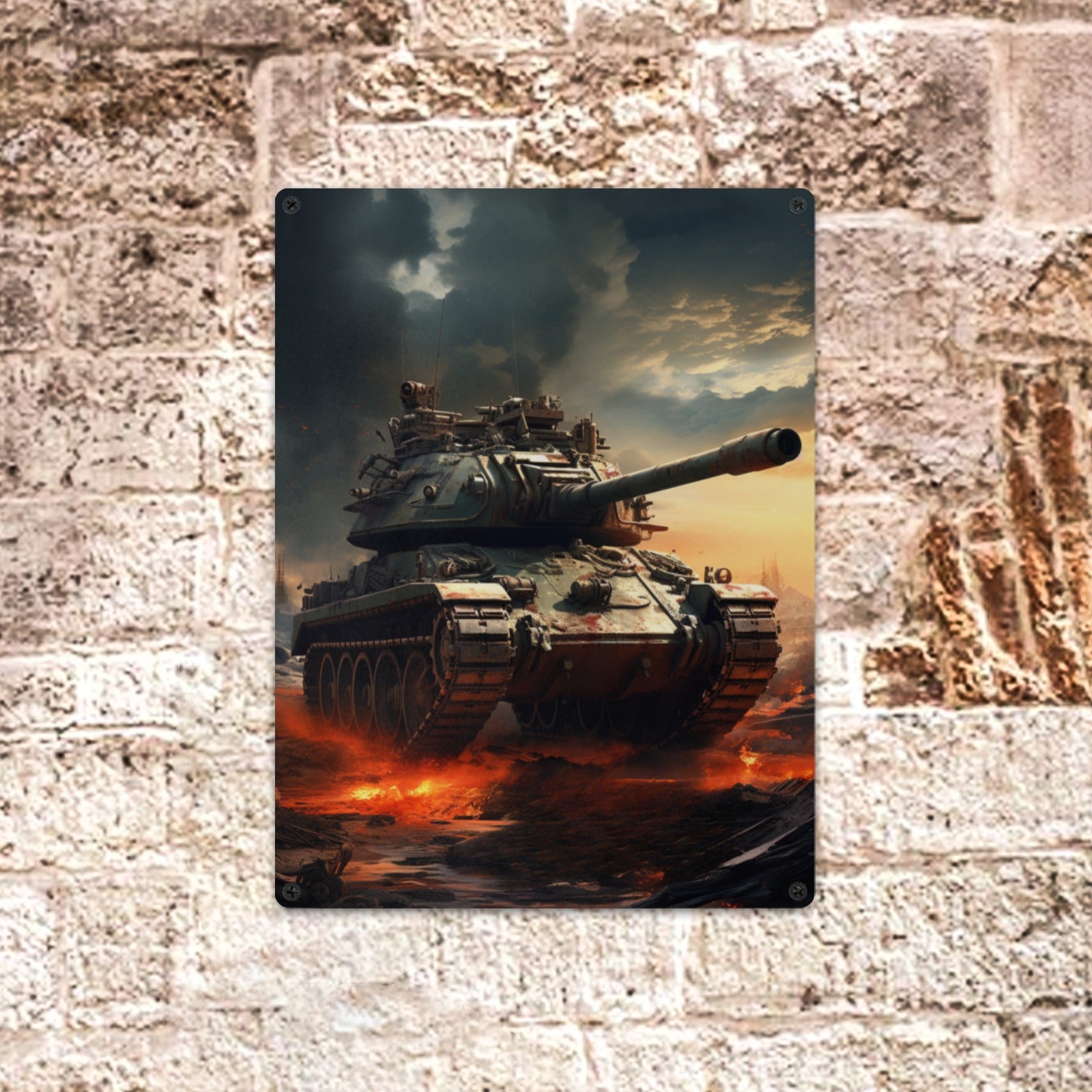 Military Home Decor Wall Art Boys Bedroom Poster Tank Sign Indoor / Outdoor Metal Tin Sign 12"x16"