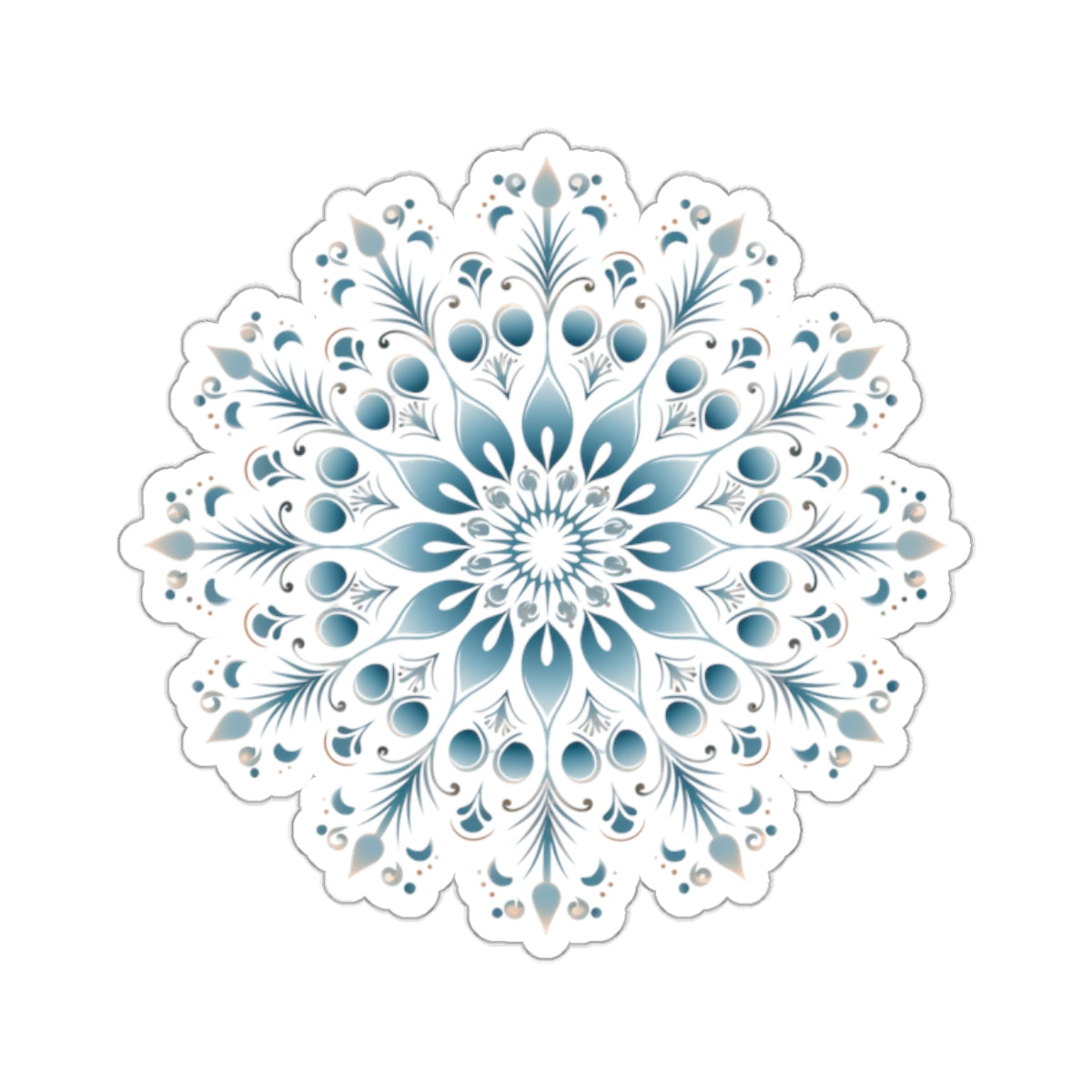 Light Blue Ornate Snowflake Holiday Christmas Vinyl Sticker