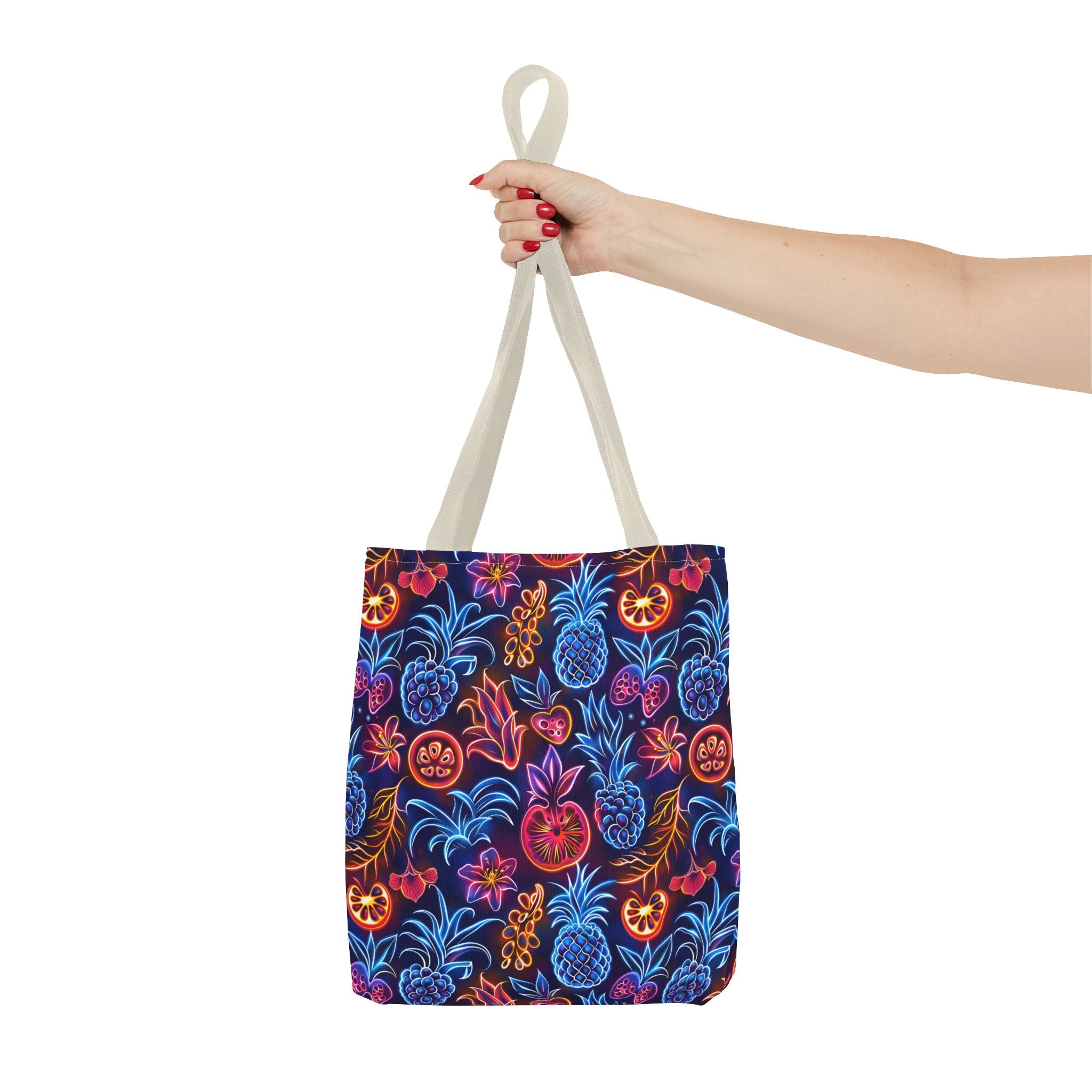 Neon Fruit Print Back to School Tote Bag