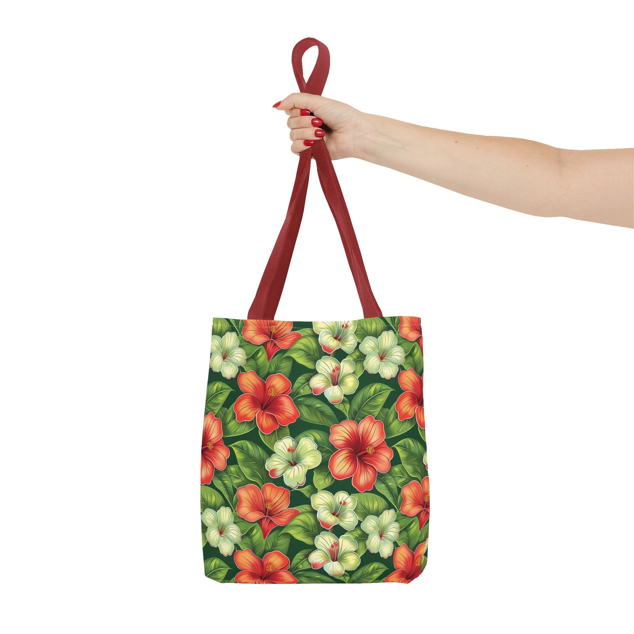 Pink & White Tropical Flowers Tote Bag