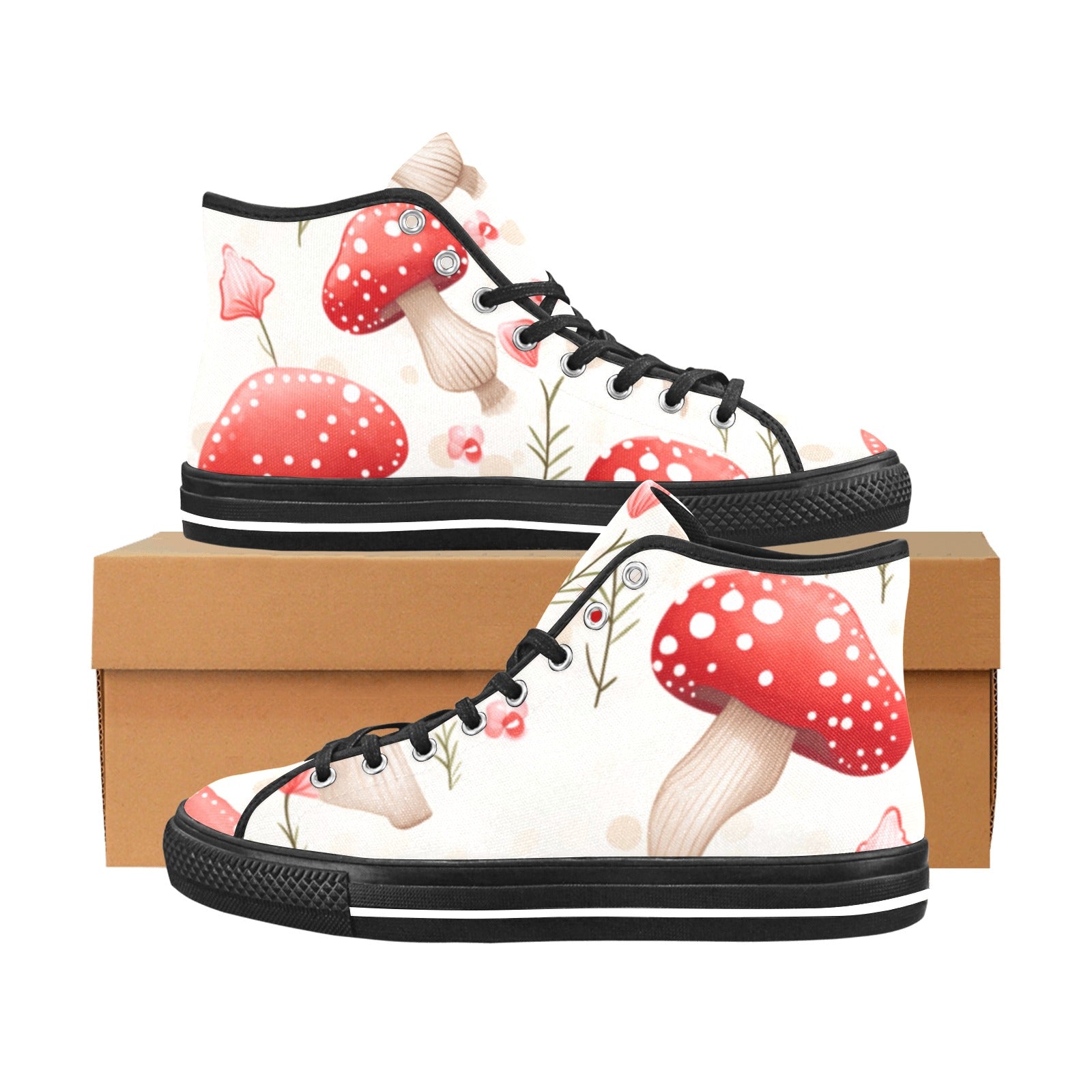 Cranberry Lake Designs Vancouver High Top Canvas Red & White Mushroom Women's Shoes - Cranberry Lake Design Co.  #