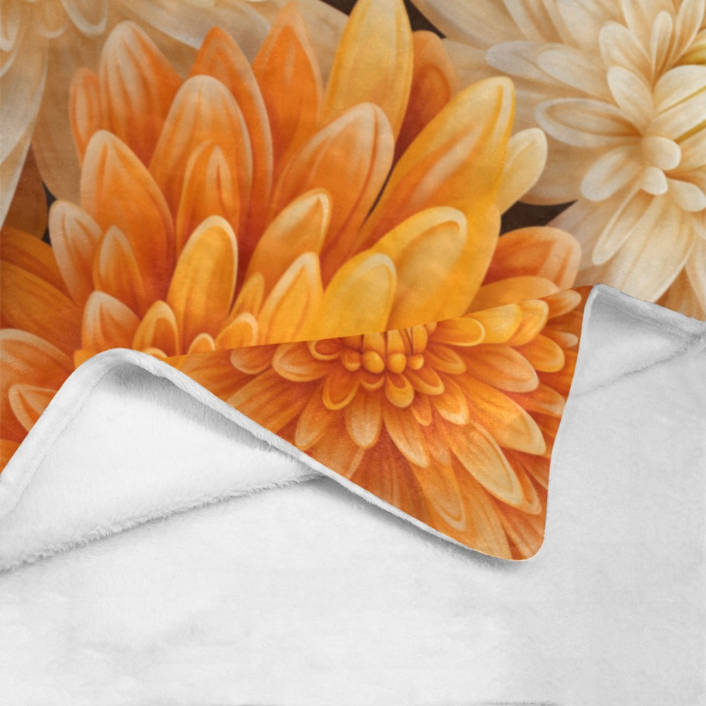 Chrysanthemum Elegance: Ultra-Soft Floral Fleece Blanket