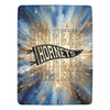 Cranberry Lake Designs Hornets Logo Blanket in Blue and Gold