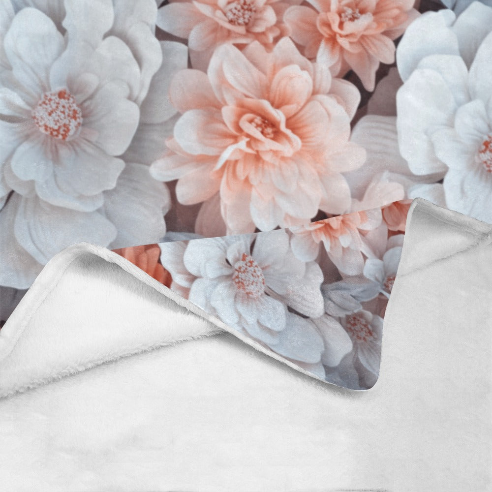 Beautiful Blush Flower Blanket - Twin Size, Adds a Touch of Romance