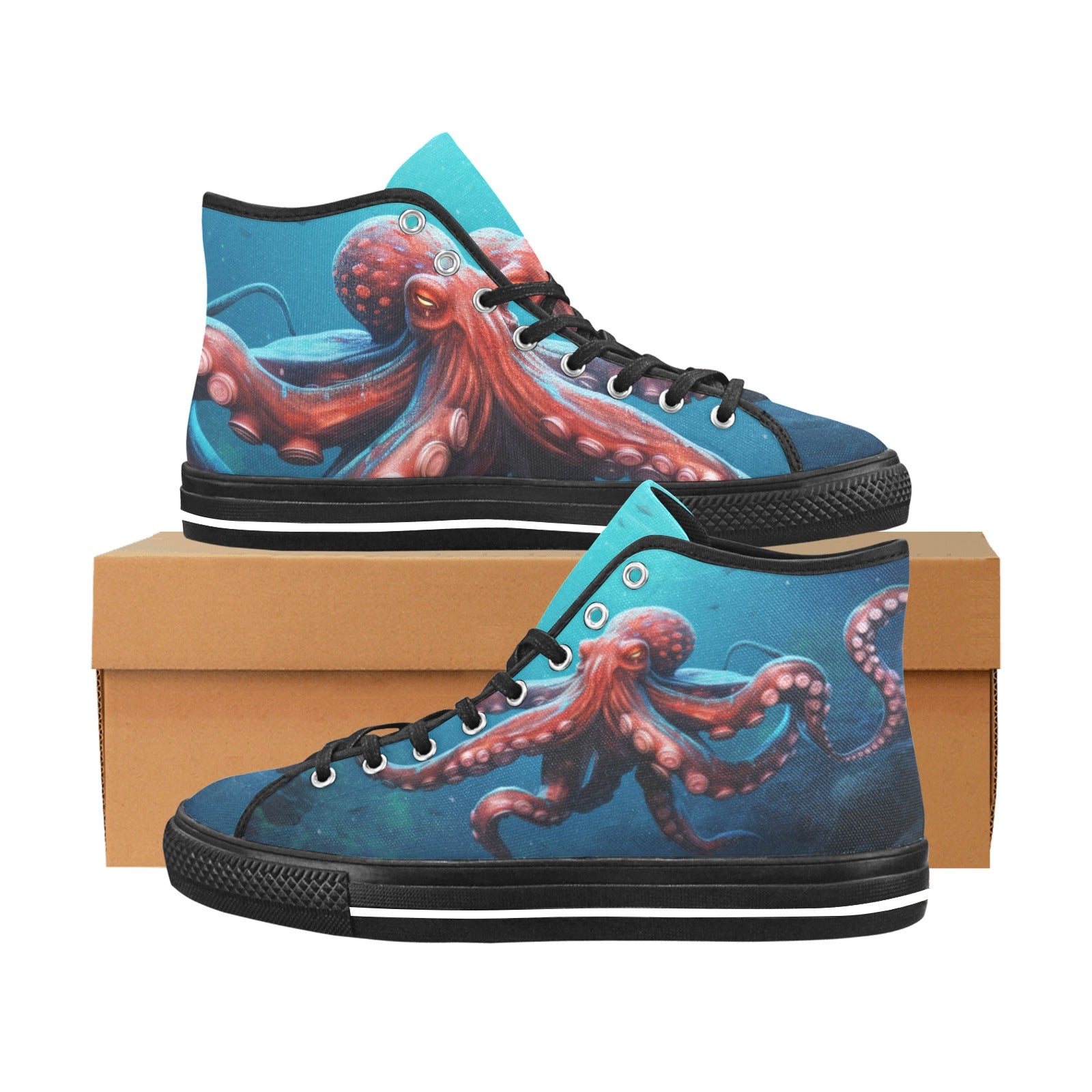 Cranberry Lake Designs Vancouver High Top Canvas Octopus Women's Shoes - Cranberry Lake Design Co.  #