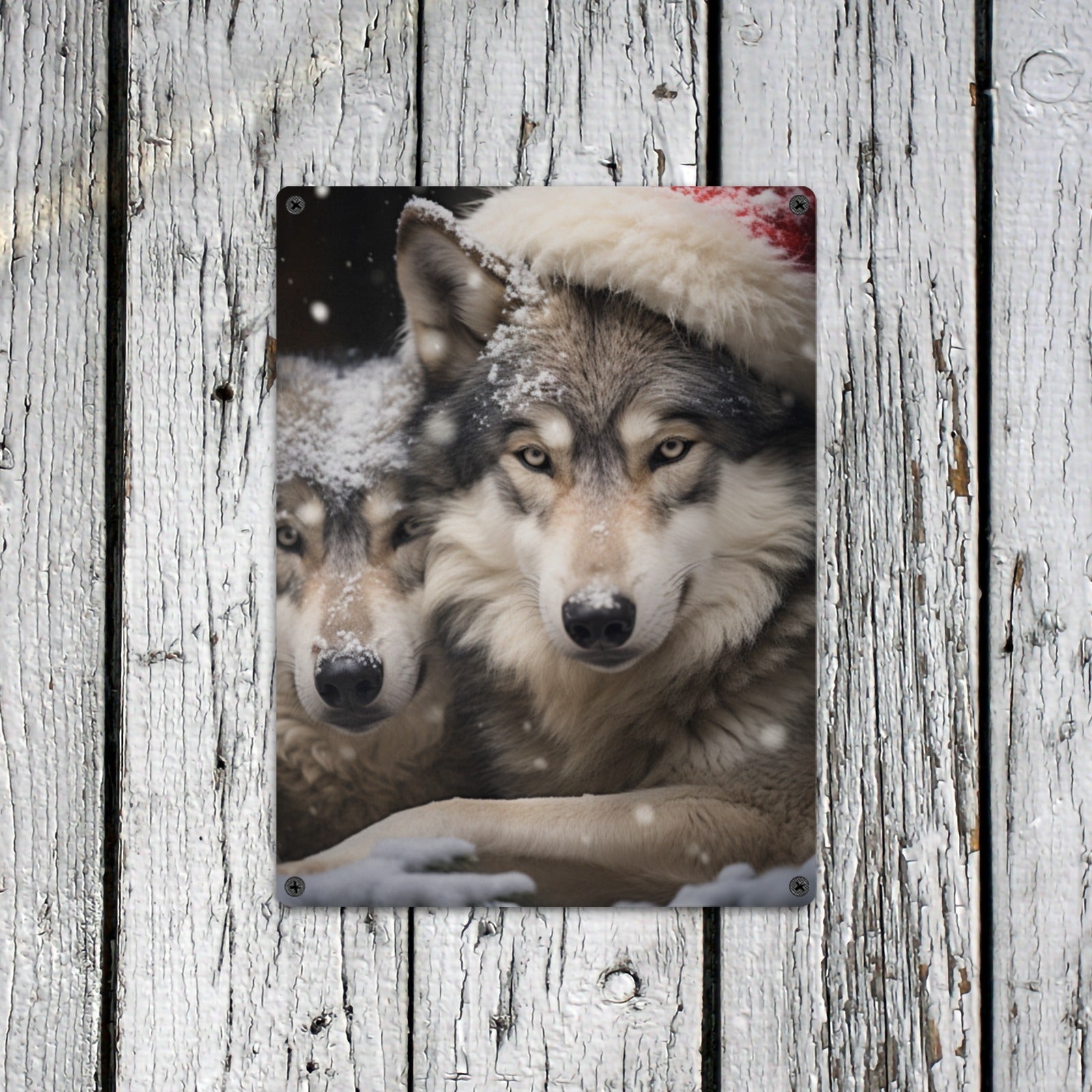 Winter Wolfpack Magic Metal Tin Sign - 12x16 Inch - Cranberry Lake Design Co.  #