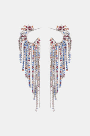 Fringed Rhinestone Zinc Alloy Dangle Earrings