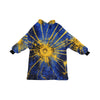 Blue and Gold Tie Dye Blanket Hoodie for Women - Cranberry Lake Design Co.  #