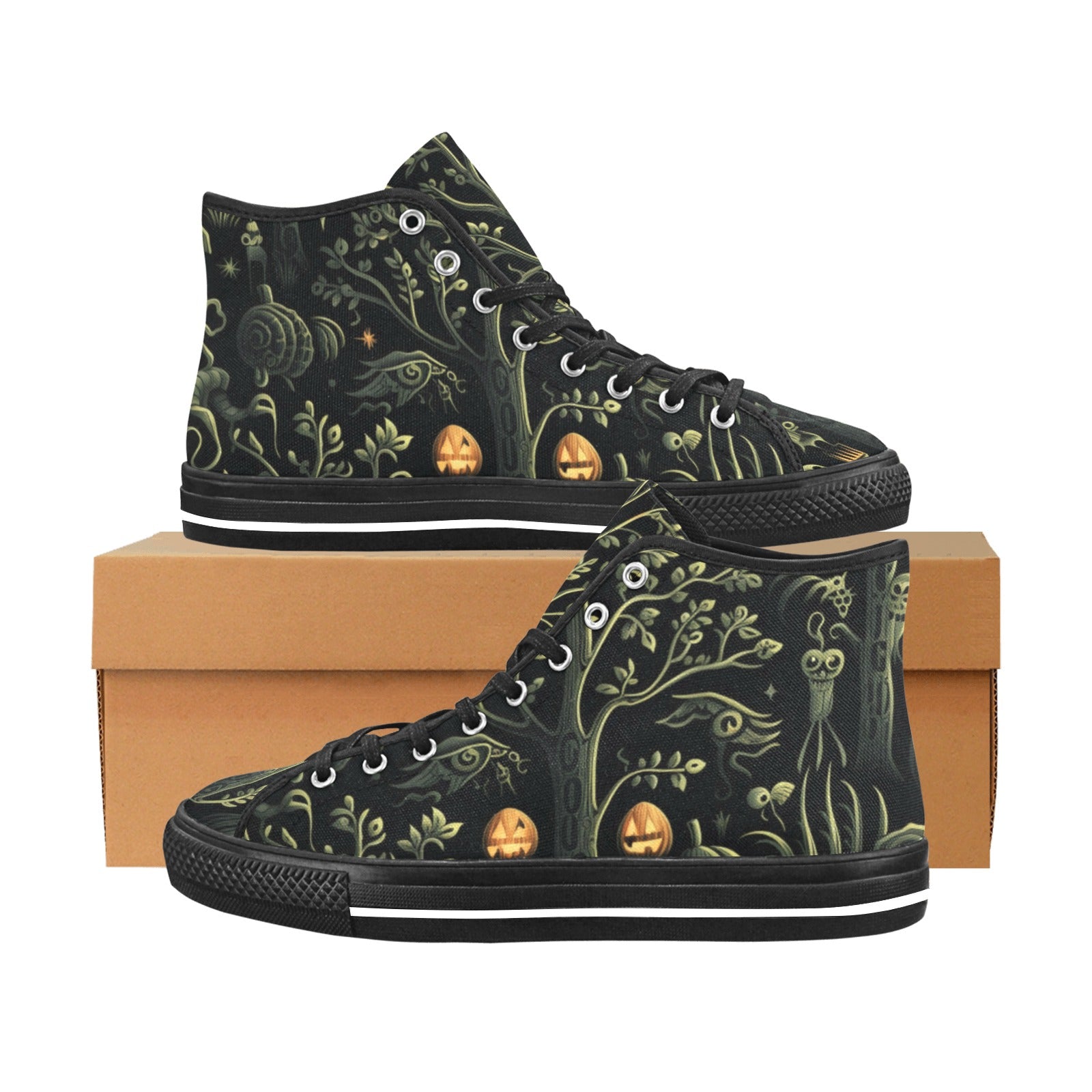 Halloween Chic: Black Vancouver High Top Canvas Women's Shoes - Cranberry Lake Design Co.  #