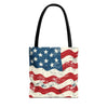 Red, Blue & White Starts American Flag Pattern Patriotic Tote Bag