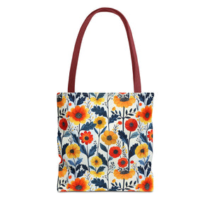 Yellow Orange Floral Tote Bag