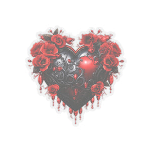 Black & Red Roses Heart Vinyl Sticker