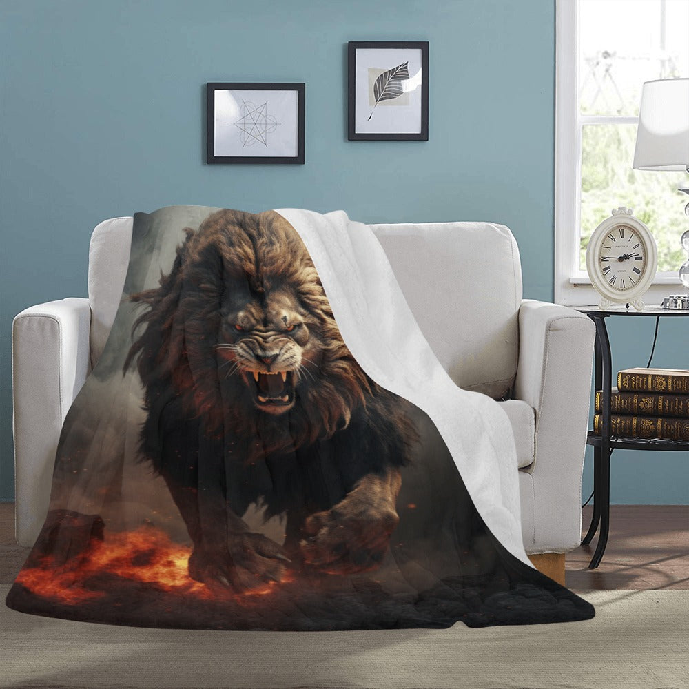 Lion Fleece Blanket | Ultra-Soft Micro Fleece Blanket | Wildlife Throw | 60x80