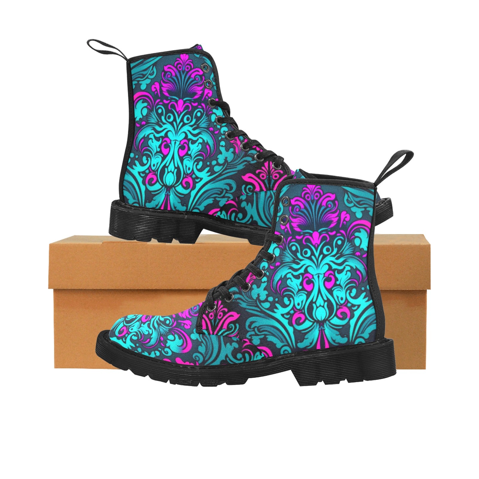 Neon Vintage Women's Lace Up Canvas Boots - Black - Cranberry Lake Design Co.  #