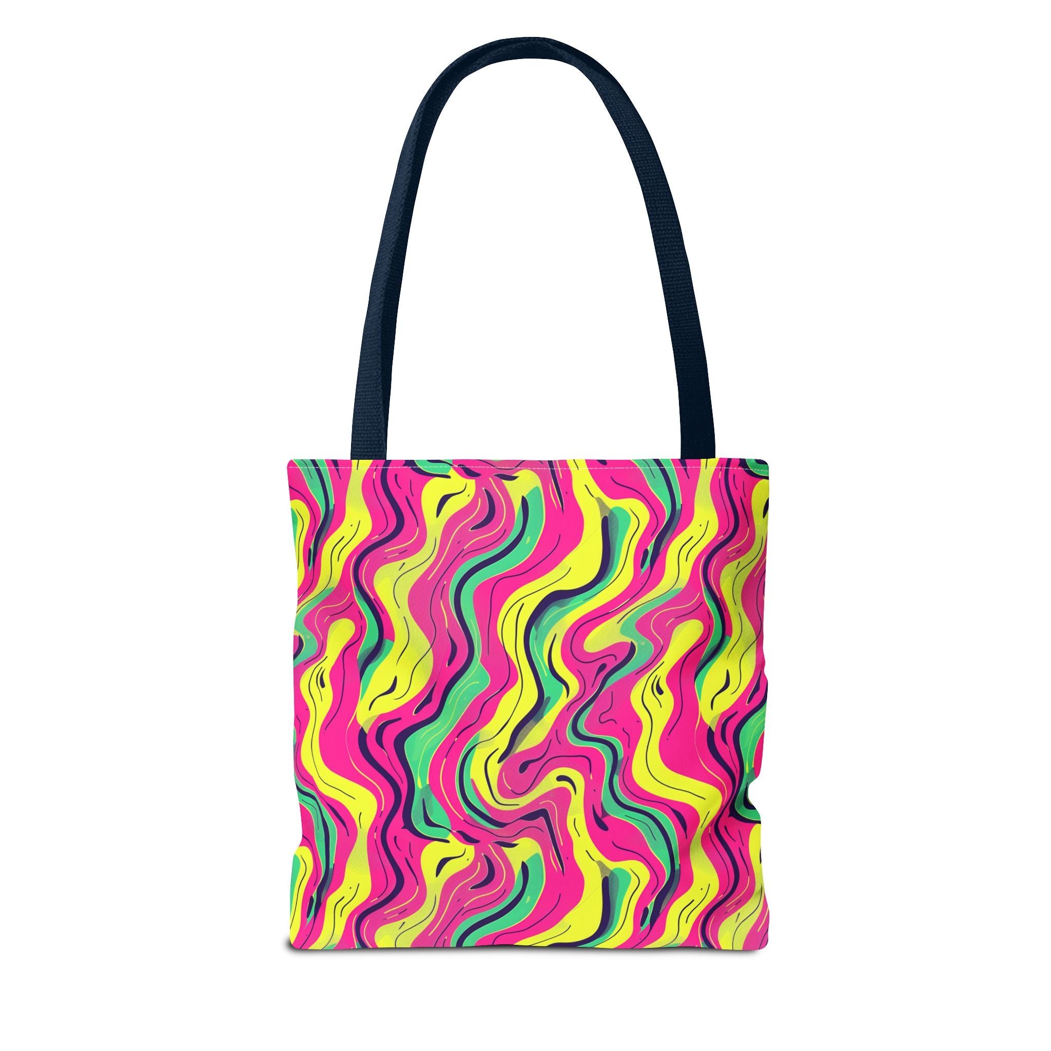 Squiggly Pink Yellow Green Pattern Eccentric Tote Bag