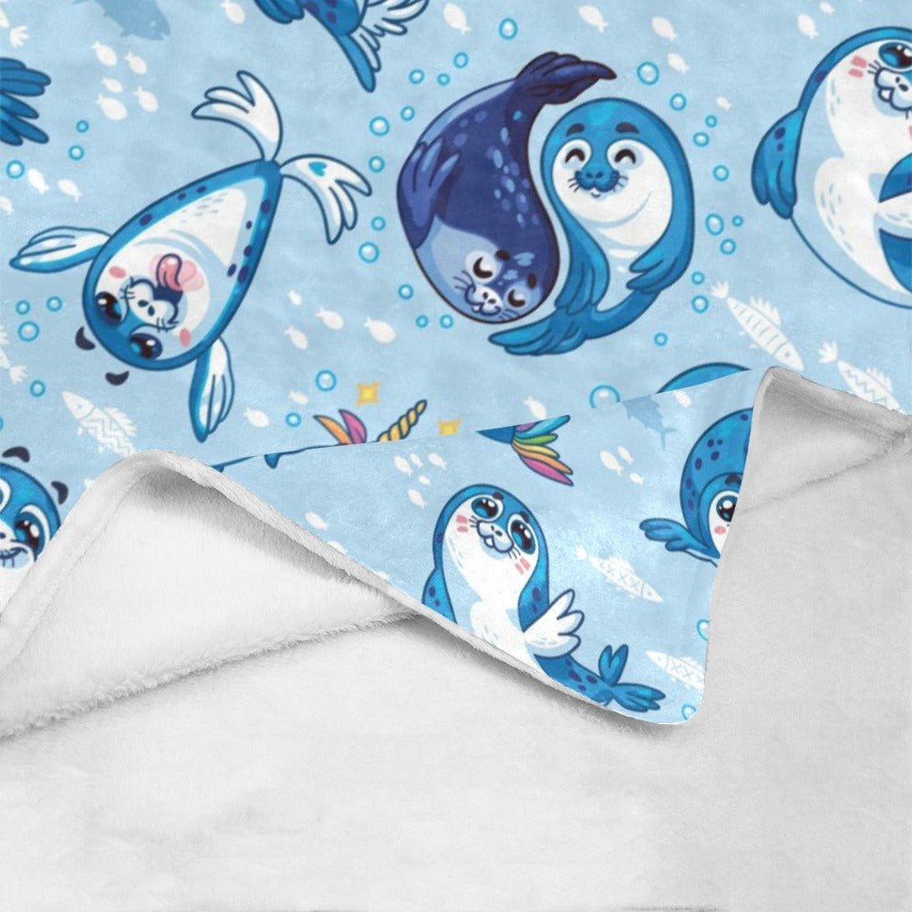 Cranberry Lake Designs Cute Baby Seal Cartoon Throw Blanket