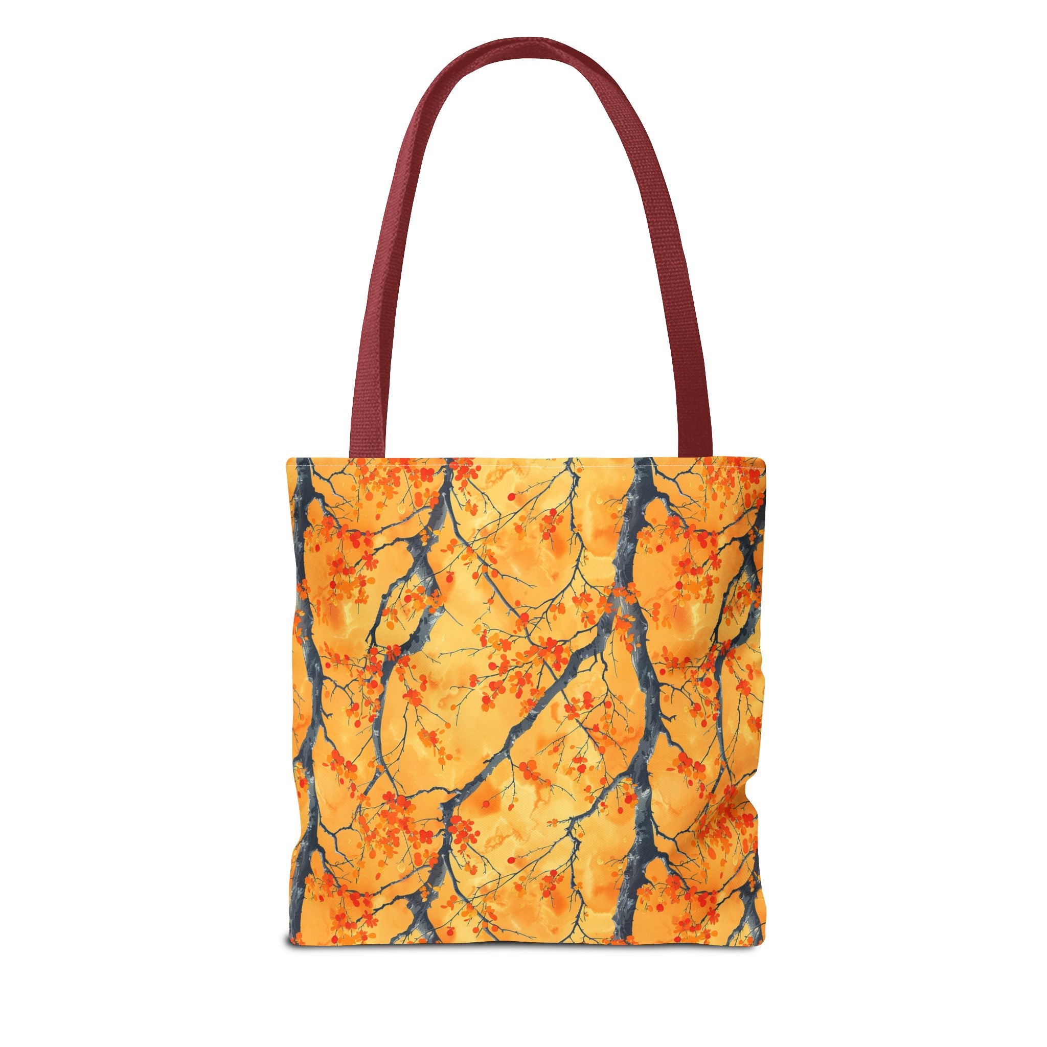 Stylish and Durable Custom-Printed Tote Bags with Autumn Leaf Design, Available in 3 Sizes