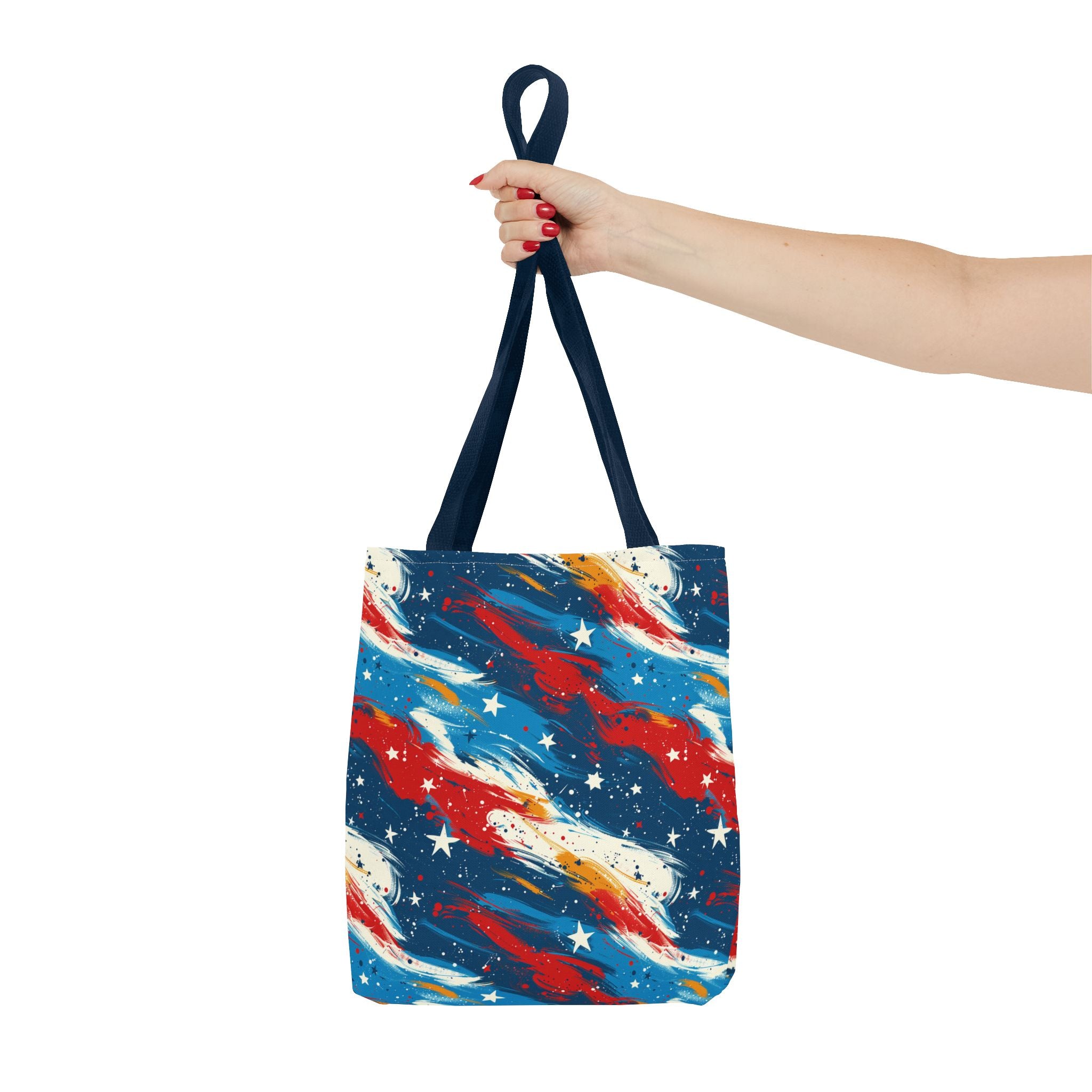 Gold, Red, Blue & White Starts Americana Pattern Patriotic Tote Bag