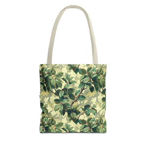 Green Woodland Camo Tote Bag - Durable Custom-Printed Polyester Bag, Outdoor Nature Design