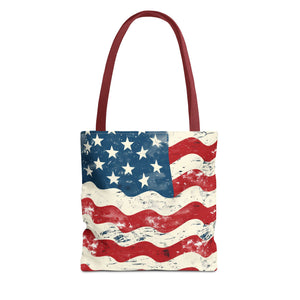 Red, Blue & White Starts American Flag Pattern Patriotic Tote Bag