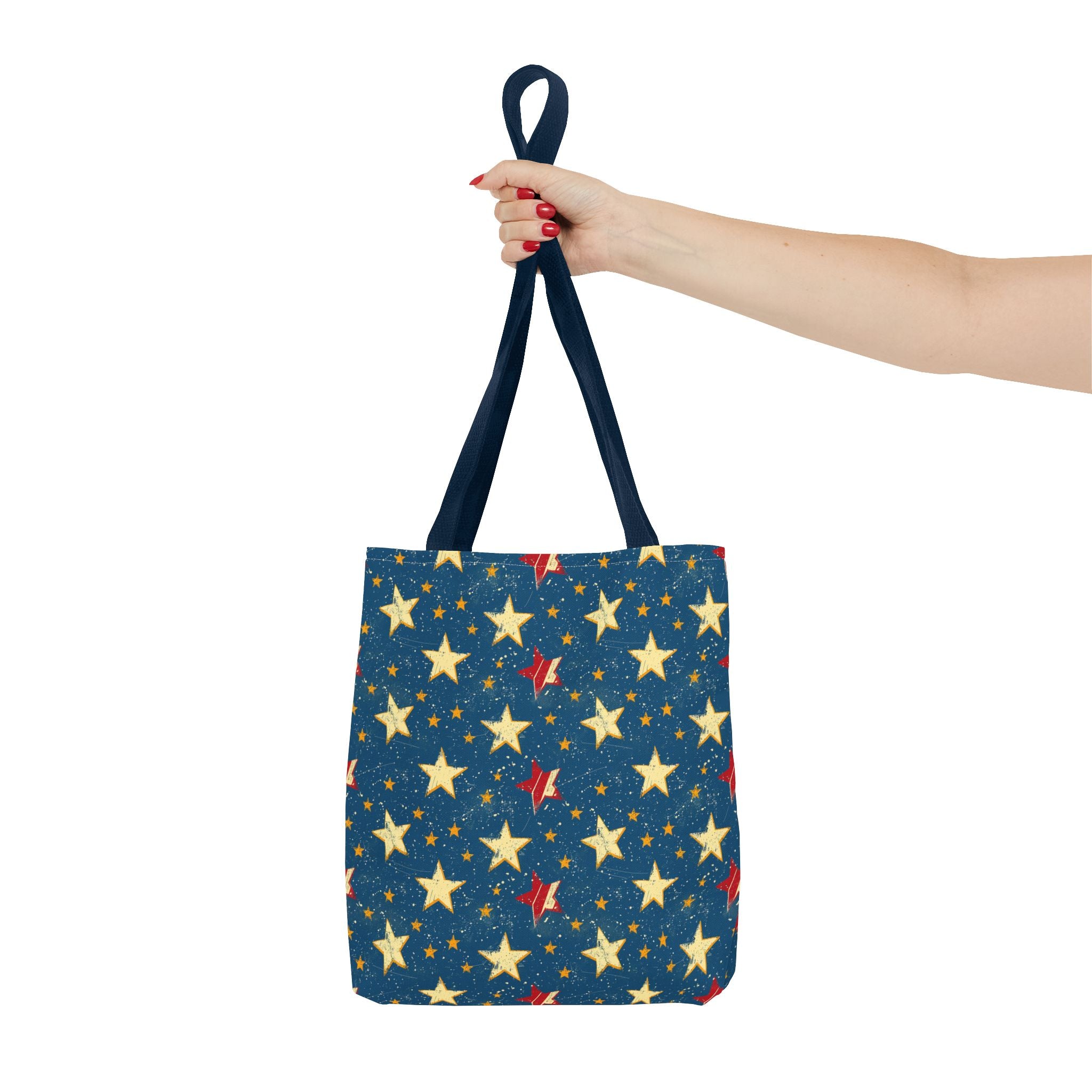 Red, Blue & White Starts American Flag Pattern Patriotic Tote Bag