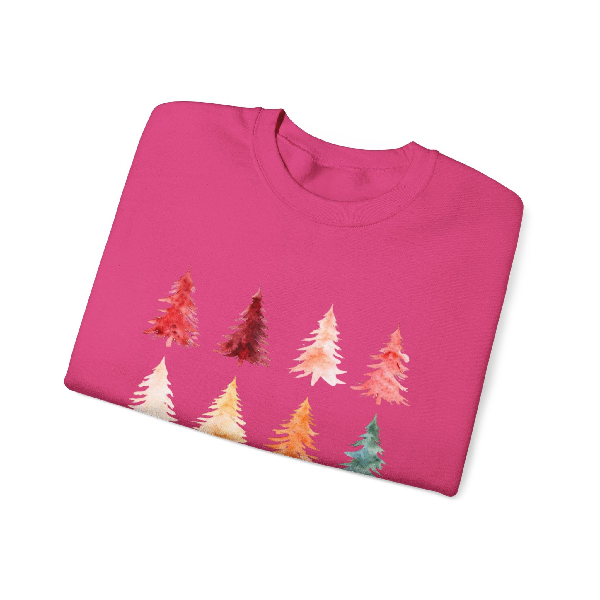 Unisex Watercolor Christmas Tree Festive Holiday Sweater Unisex Heavy Blend™ Crewneck Sweatshirt