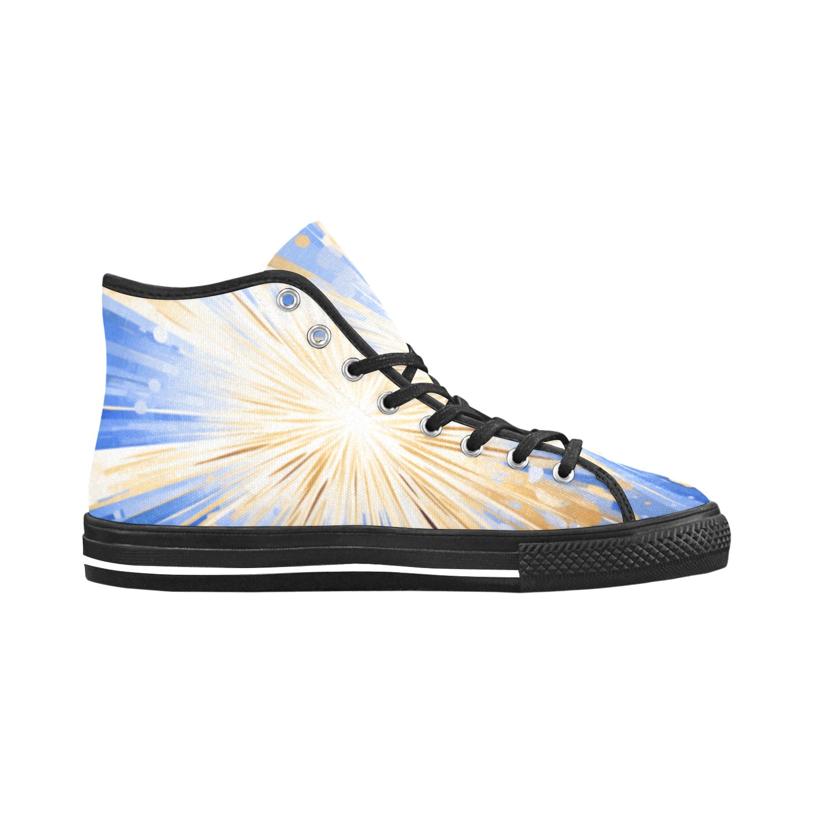 Cranberry Lake Designs Vancouver High Top Canvas Blue and Gold Burst Women's Shoes - Cranberry Lake Design Co.  #