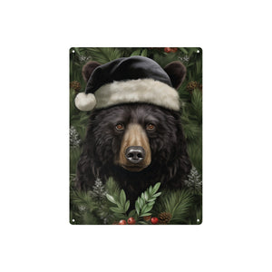 Cozy Christmas Bear Family Metal Tin Sign - 12x16 Inch - Cranberry Lake Design Co.  #